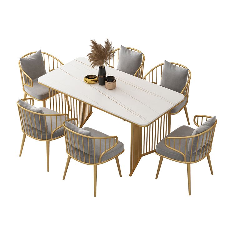 Scandinavian Sintered Stone Dining Room Furniture with Double Pedestal Table Dining Table Sets