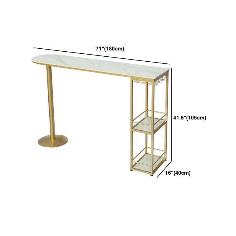 Glam Oval Bar Pub Table Set 1/3 Pieces Stone Top Bar Stool and Table Set