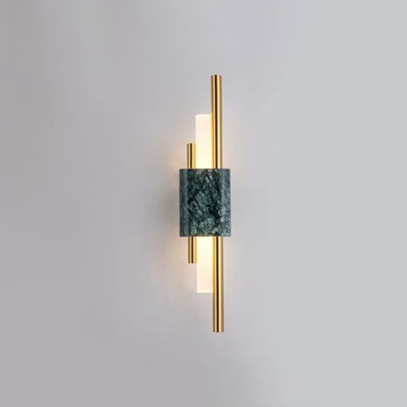 Stick Wall Sconce Light Simplistic Acrylic Green LED Wall Mount Light with Marble Decor