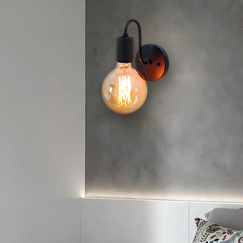 1 Light Wall Mount Light Fixture Industrial Wall Mounted Lighting in Black Fixture