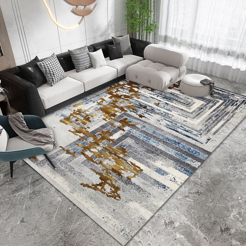 Fancy Carpet Simple Abstract Print Area Rug Polyester Stain Resistant Rug for Home Decor