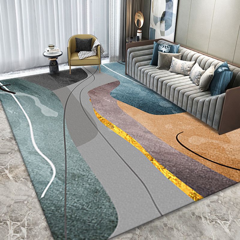 Tapis contemporain gris clair, bloc de Polyester de couleur, lavable, pour la décoration de la maison