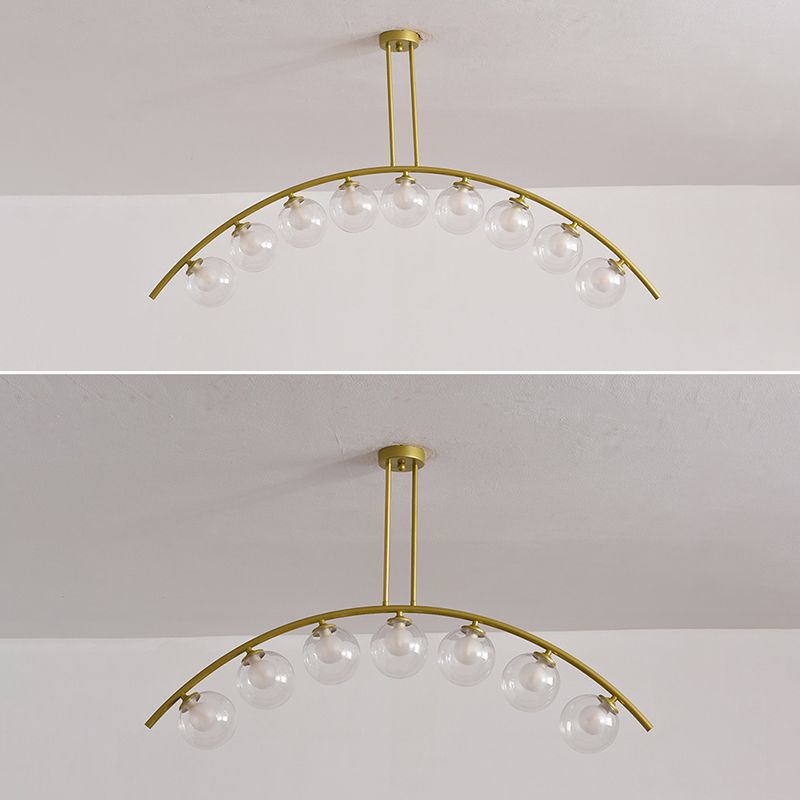 Modern Dining Chandelier Light Round Glass Shade Ceiling Hanging Light for Dining Room