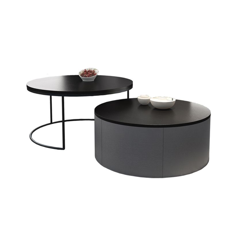 Nordic Style Round Frame/drum Base Solid Wood Table with Drawer Coffee Table