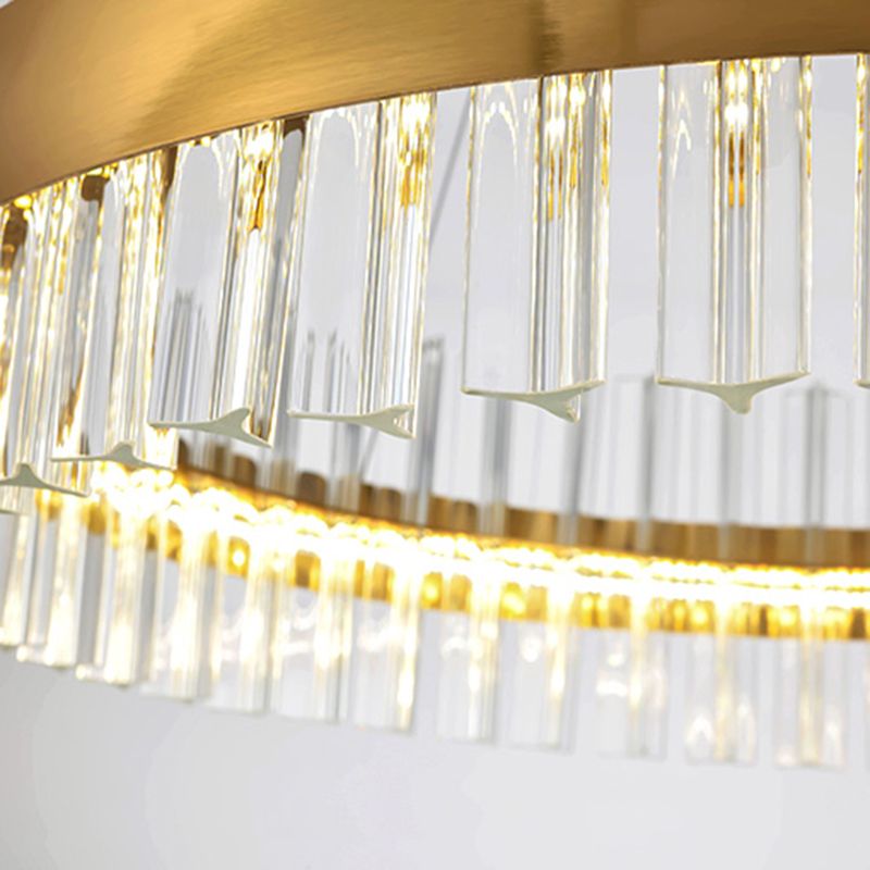 Anillo de colgante de suspensión Luz de comedor moderno encendedor lámpara de cristal en acabado dorado