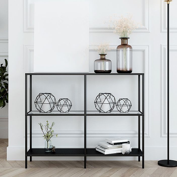 Contemporary Console Accent Table Antique Finish Rectangle Sofa Console Table in Metal