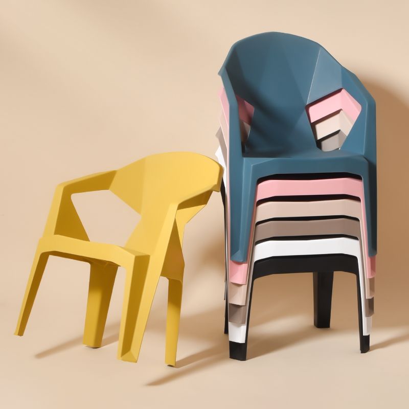 Contemporary Style Stacking Dining Chair Slat Back Plastic Dining Arm Chairs