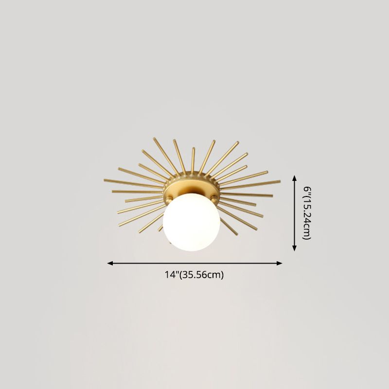 Plafonnier Globe doré de style créatif moderne en fer forgé avec abat-jour en verre