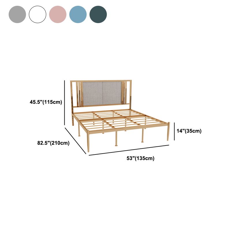 Iron Frame Panel Beb with Rectangle Upholstered Headboard and Metal Legs