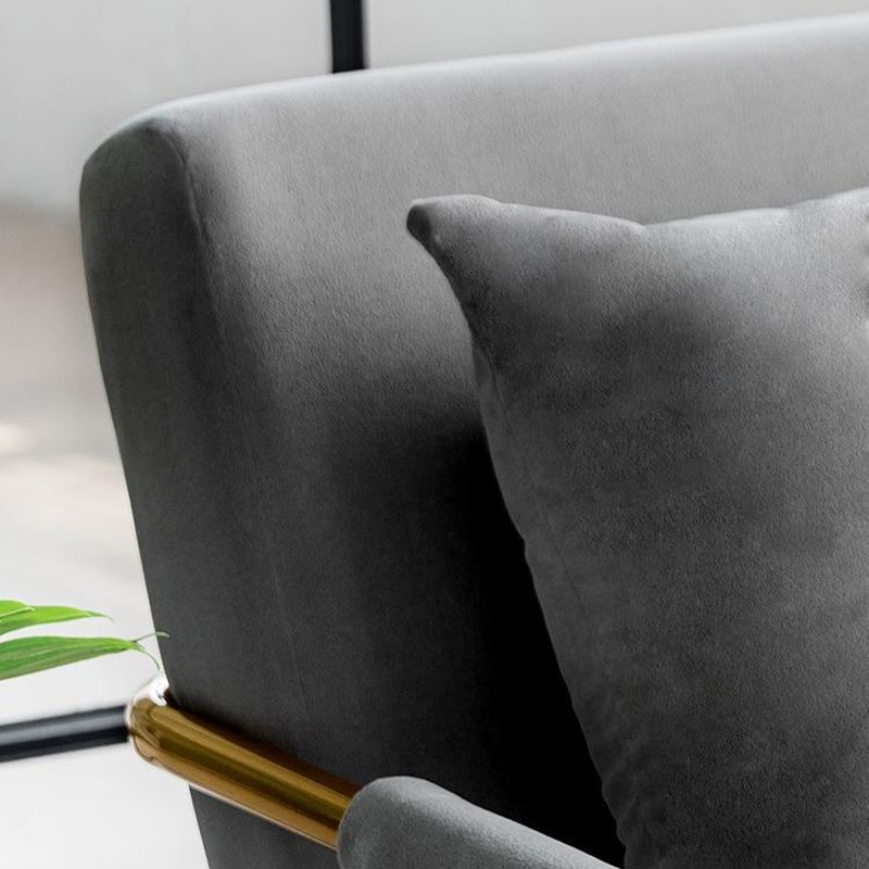 Modern Macaroon Velvet Sofa Tuxedo Arm Standard Tight Back Sofa