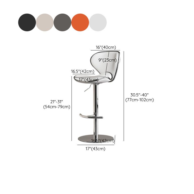 Glam Style Upholstered Bar Stools Swivel Adjustable Height Bar Stool with Chrome Base