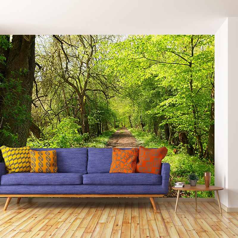 Dense Forest Trees Moisture Resistant Contemporary Bedroom Wall Covering