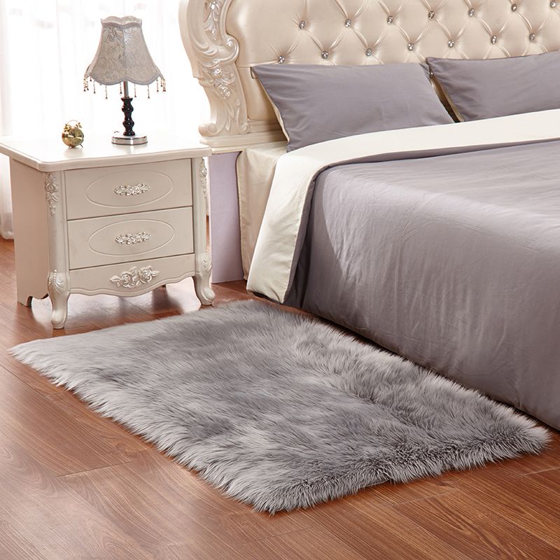 Multi Colored Solid Color Rug Shag Simple Carpet Pet Friendly Non-Slip Area Rug for Living Room