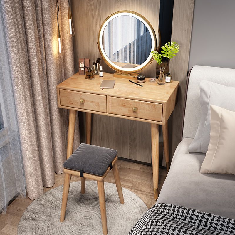 Scandinavian Rubberwood Makeup Counter with Drawer Vanity Dressing Table