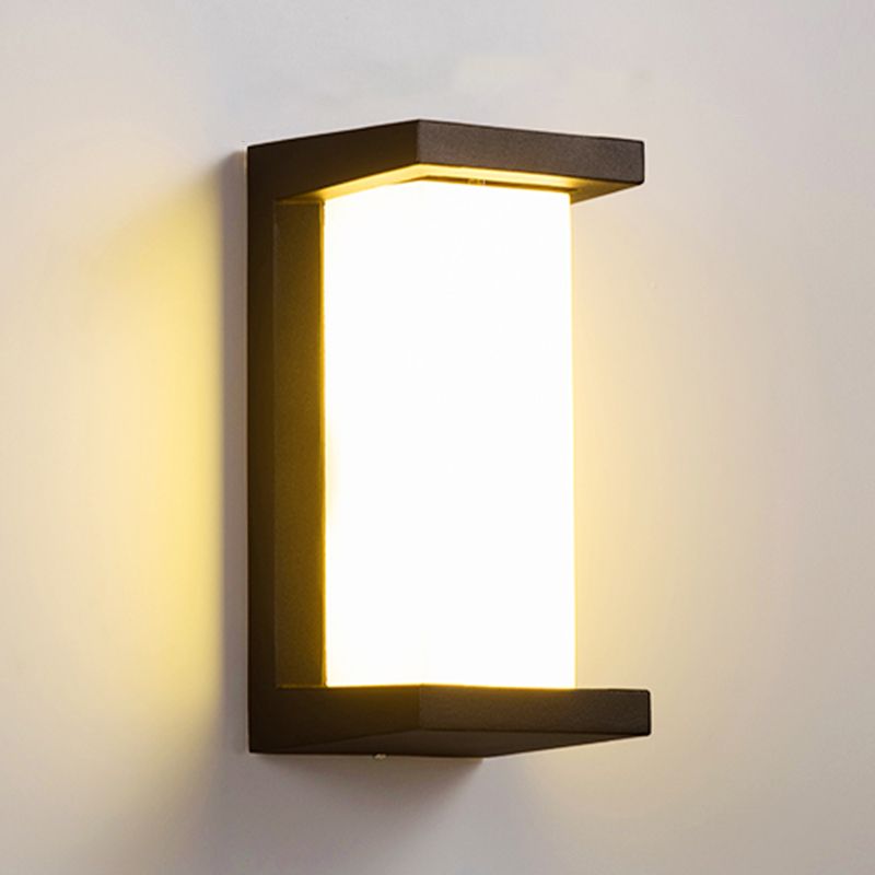 Metal Modern Wall Sconce Rectangle Shape Wall Light with Acrylic Shade for Courtyard
