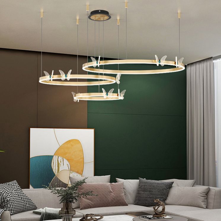 Kit de lámpara de colgante de metal ligero de techo orbicular moderno