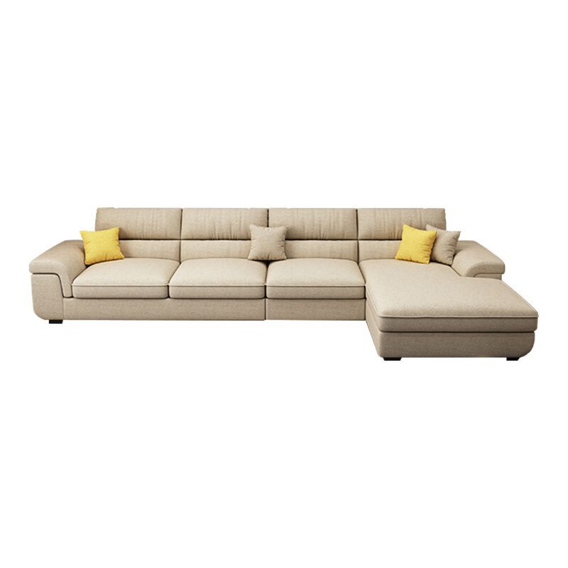 Modern Reversible Chaise Sofa with Pillows Flared Arm Sectionals for Living Room