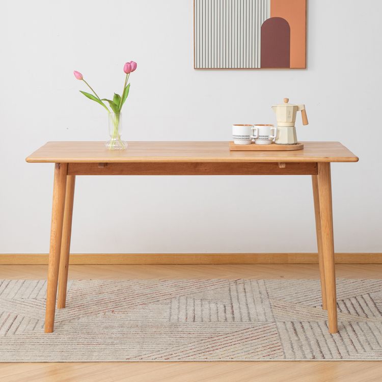 Mid-Century Modern Dining Table Rectangle Solid Wood Dining Table with 4 Legs