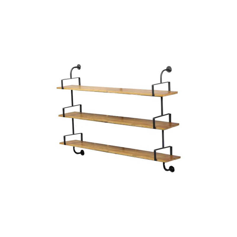 Metal and Wooden Shelf Bookcase Floating Open Wall Mounted Book Shelf for Study Room