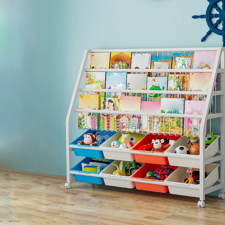 11.81"W Bookshelf Contemporary Style Bookcase for Home Study Room with Casters