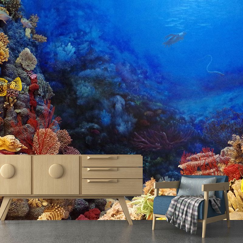 Beautiful Undersea World Tropics Wall Mural in Blue Underwater Scenery Wall Decor for Bedroom