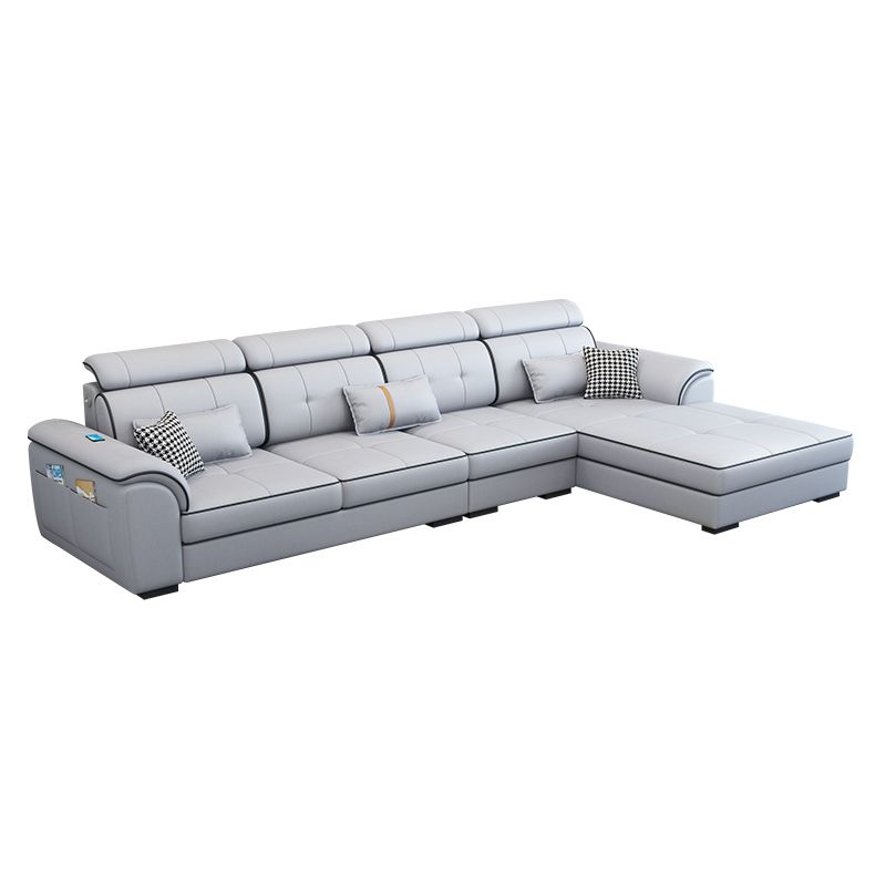 Pillowed Back Cushions Cotton Blend /Faux Leather Furniture Sectionals