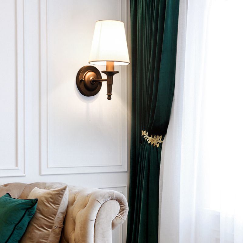 Cylinder Wall Light Fixture Modern Fabric 1 Light Wall Sconce for Bedroom