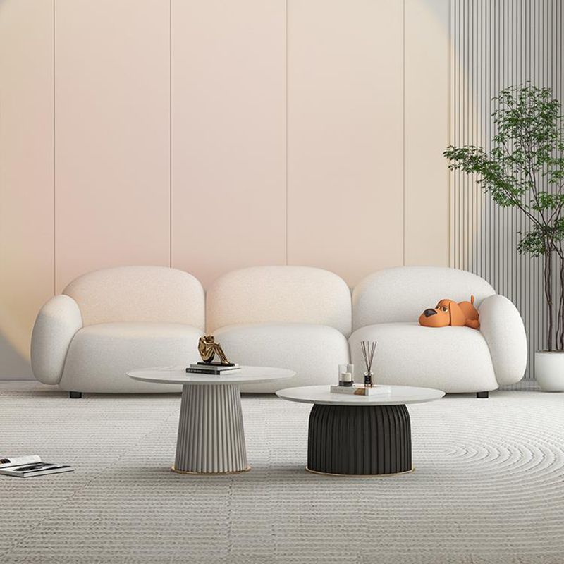 Contemporary Stain Resistant Settee Recessed Arm Sofa for Living Room