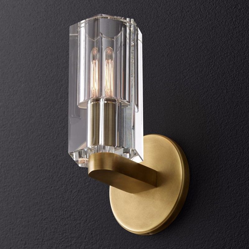 Single Light Geometric Wall Sconce Modern Style Crystal Wall Mount Light Fixture in Brass