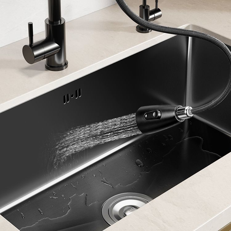 Rectangular Kitchen Sink Black Stainless Steel Single Bowl Top Mount Kitchen Sink
