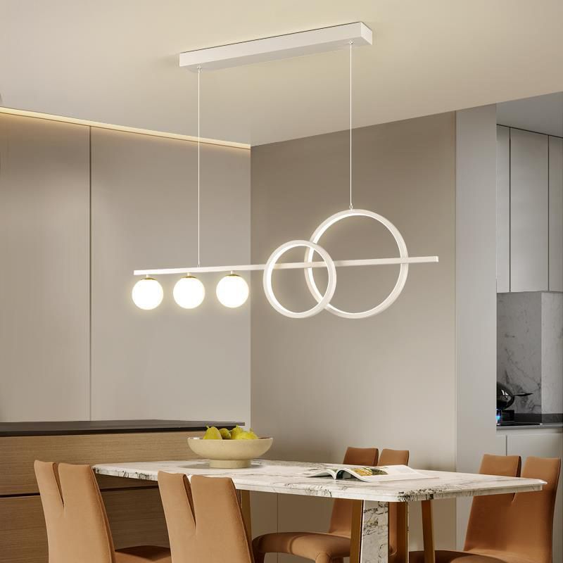 5/6-Light Modernism Black/White Island Lighting LED Ceiling Light for Dining Room