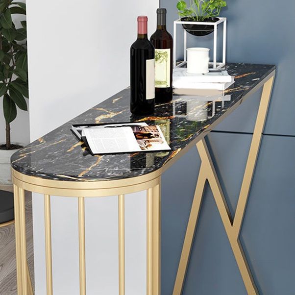 Glam Stone 1/2/3 Pieces Bar Table Set Rectangle Bar Table with Metal Legs