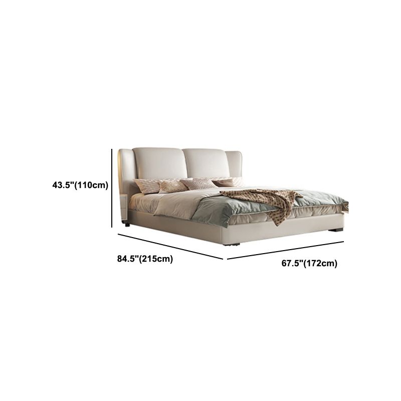 43.3" Tall Contemporary Panel Bed Wood and Upholstered Bed Frame