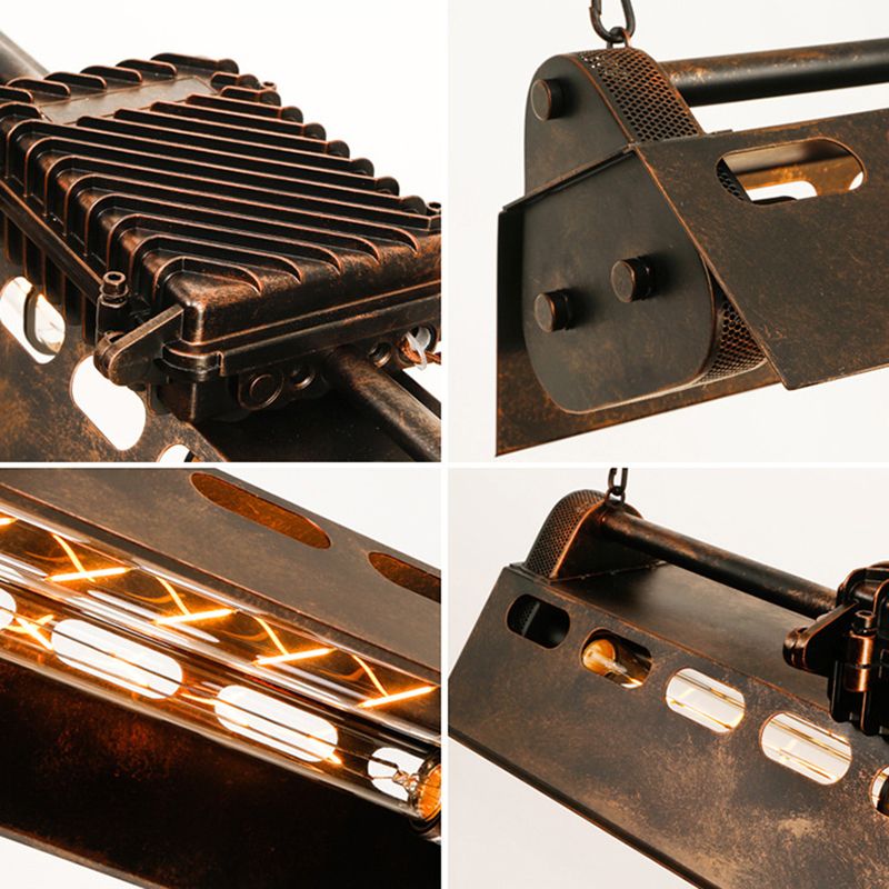 Linear Metal Island Ceiling Light Industrial Dining Room Island Light Fixtures