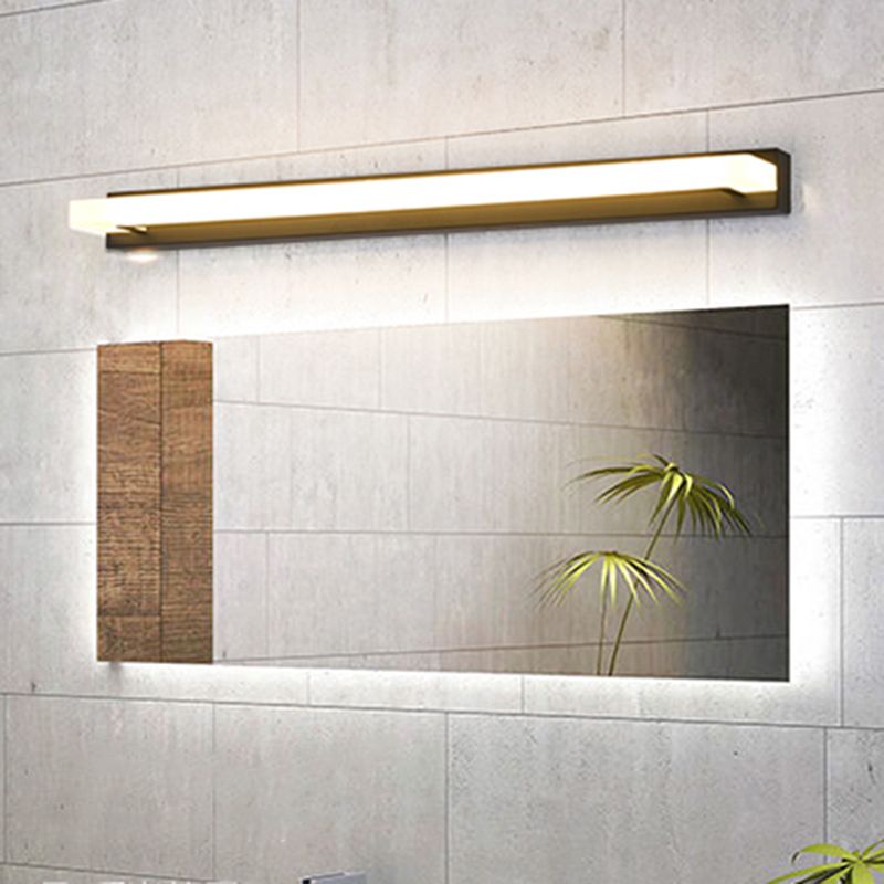 Linear Metal Wall Sconce Modern Style 1 Light Mirror Wall Mount Lighting in Black