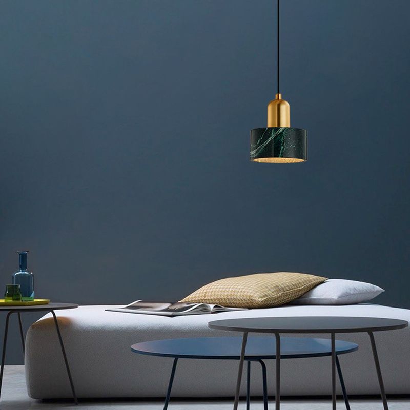 Cylinder Stone Hanging Pendant Light Minimalist-Style Hanging Lamp Kit for Bedroom
