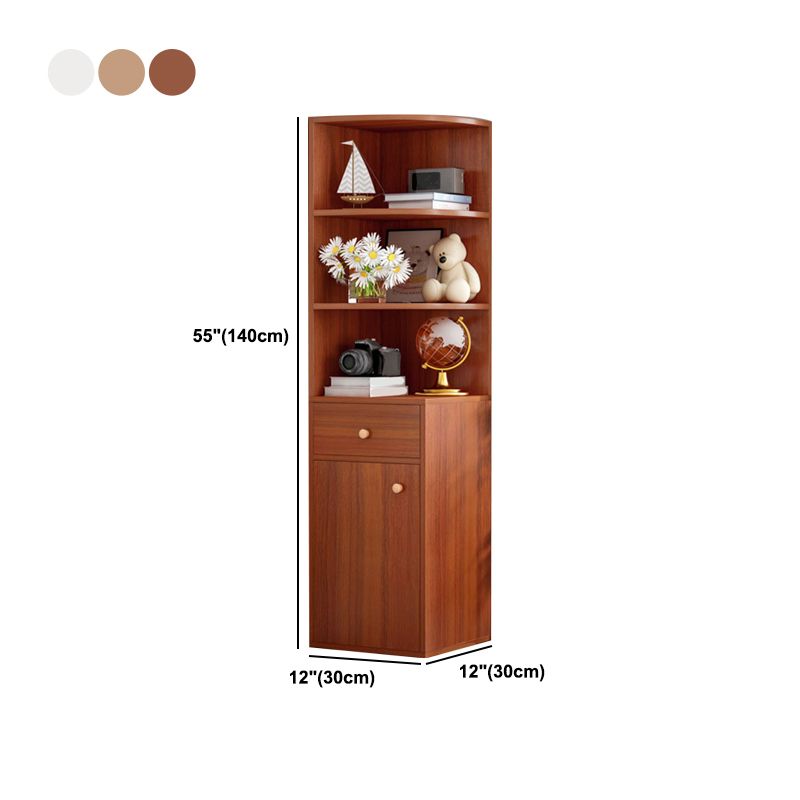 Modern Wooden Bookcase Storage and Display Shelves 64.2" H X 15.7" W Bookshelf with Drawer