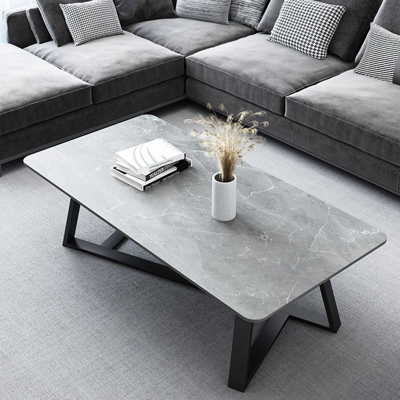 Trestle Marble Cocktail Table Contemporary Rectangular Coffee Table