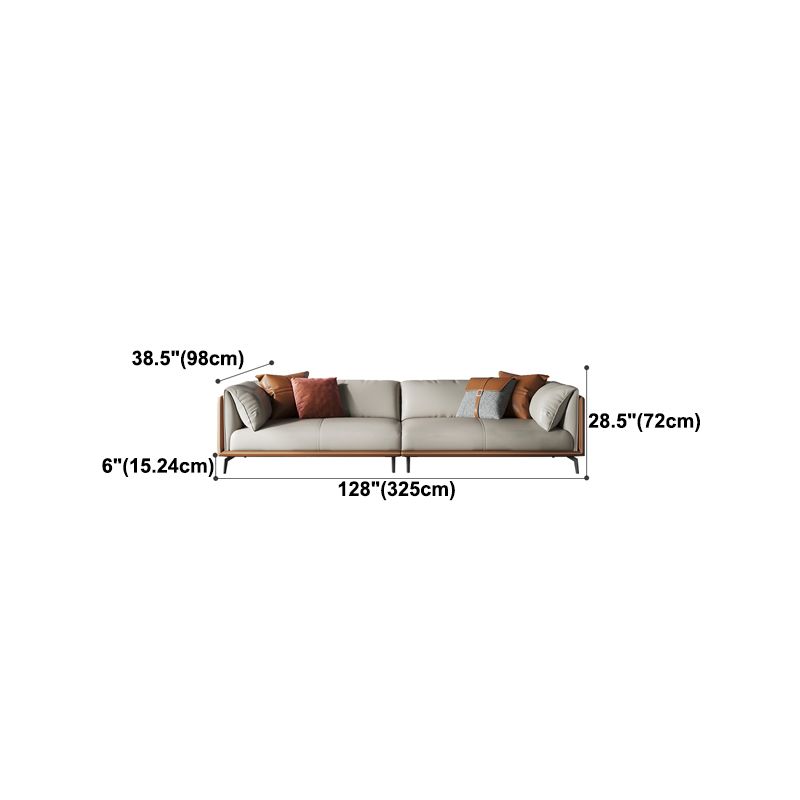 Genuine Leather Pillow Top Arm Sectional Sofa 28.35"High Cushion Back Sofa for Living Room