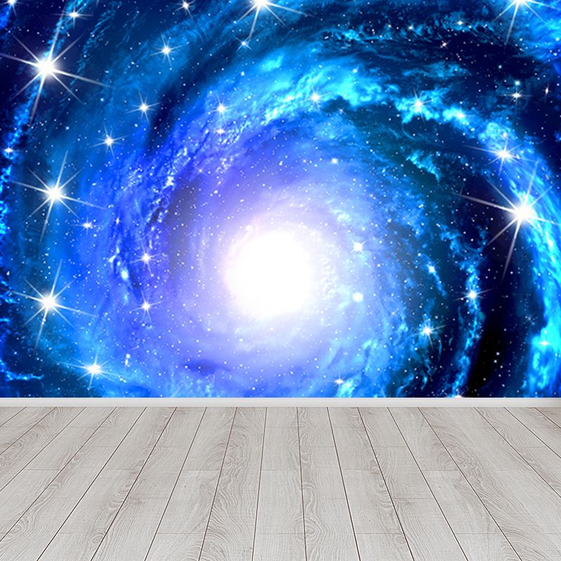 Modern Supernatural Stars Spiral Mural for Boys Bedroom Customised Wall Art in Dark Color