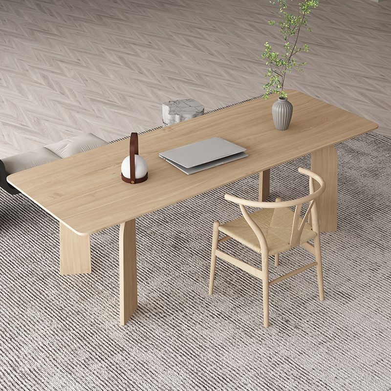 Simple Kitchen Standard Dining Table Solid Wood Khaki Dining Table with 4 Legs Base