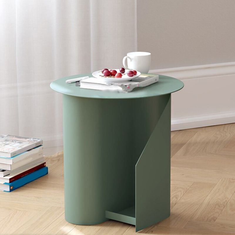 Contemporary Corner Table Round Side Table with Metal Shelves