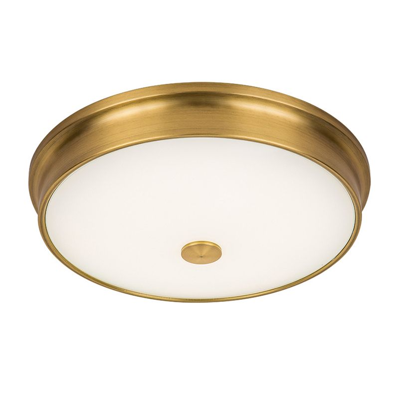 Plafonnier LED de luxe traditionnel en fer forgé, montage encastré circulaire avec abat-jour en verre