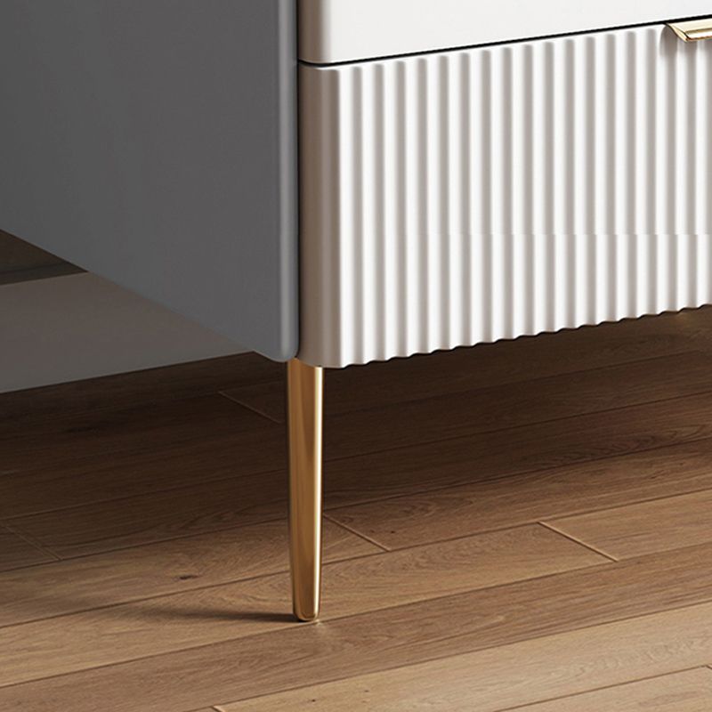 Modern Drawer Storage Accent Table Nightstand Stone Top 2-Drawer Legs Included Nightstand