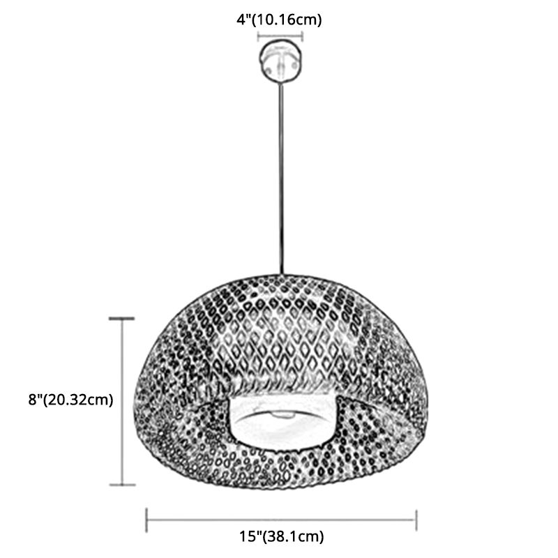 Double-Decker Bamboo Pendant Lights Milk White Glass Shade 1 Light Suspended Light for Restaurant Aisle