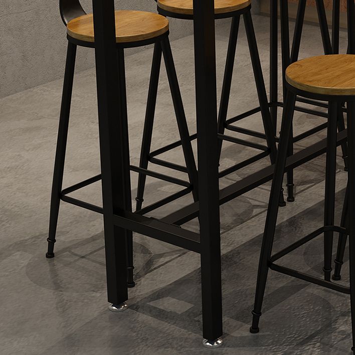 1/6/11 Pieces Industrial Iron Bar Table Set Rectangle Pine Wood Bistro Set with Footrest