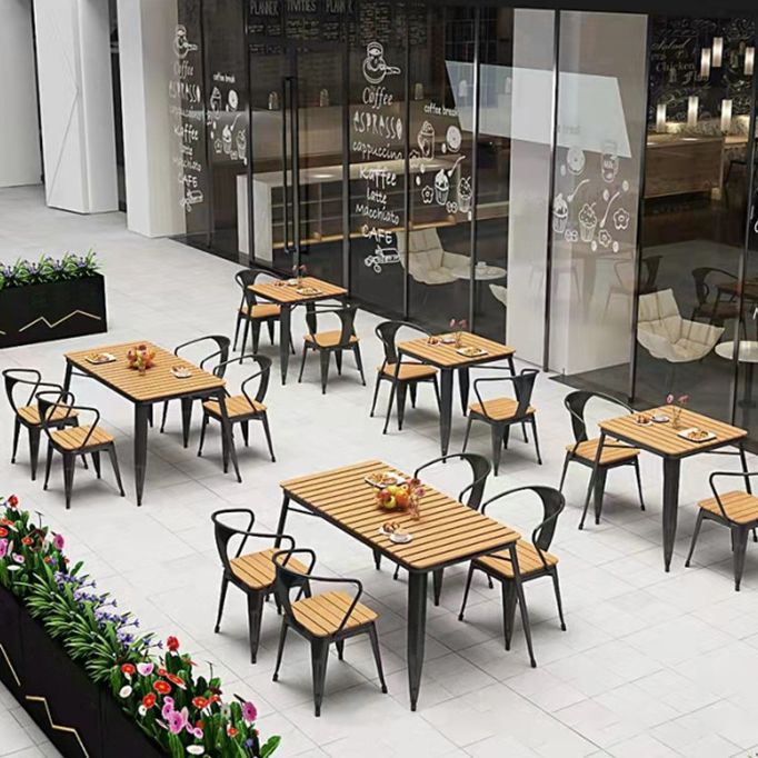 Modern 1/5/7 Pieces Metal Dining Set Reclaimed Wood Table Set