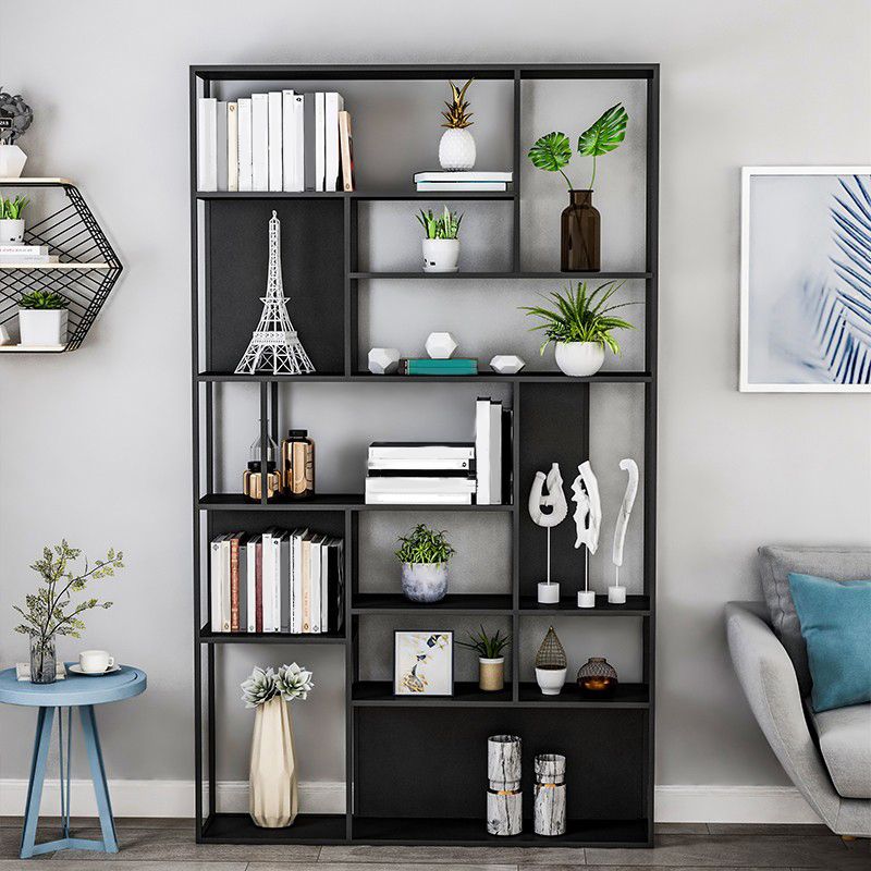 Industrial Metal Etagere Book Shelf with Rectangular Shelves Bookcase