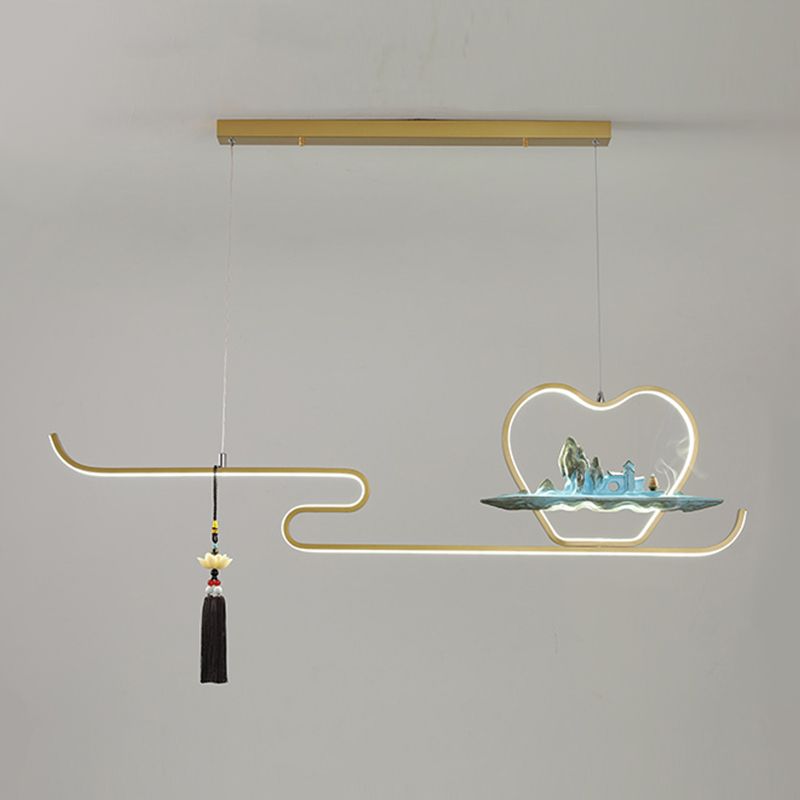 Ideas de iluminación de isla de metal lineal Ideas de té modernas iluminación de islas