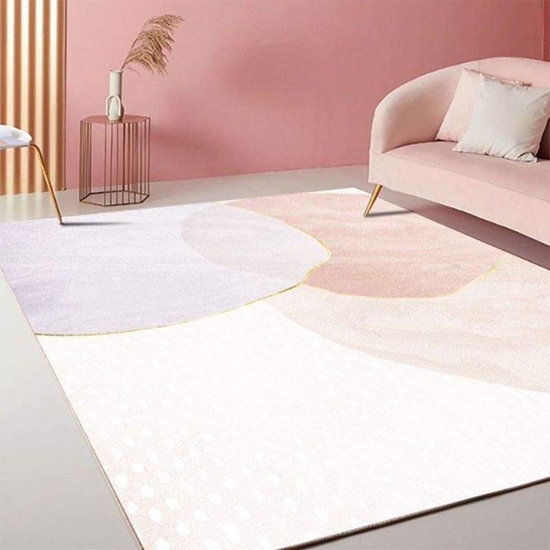 Gray Indoor Carpet Minimalist Geometric Area Rug Polyester Anti-Split Washable Rug